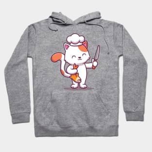 Cute Chef Cat Holding Fish And Knife Hoodie